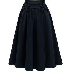 Midi Skirts High Waist A Line Skirt Navy Blue